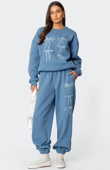 Edikted Women's Bow Bliss Oversized Sweatpants - 0850609690135