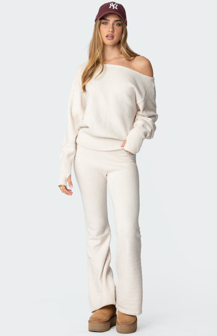 Edikted Women's Plush Flared Pants - 0850609690137