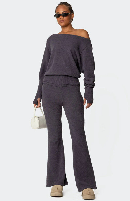 Edikted Women's Plush Flared Pants - 0850609690137