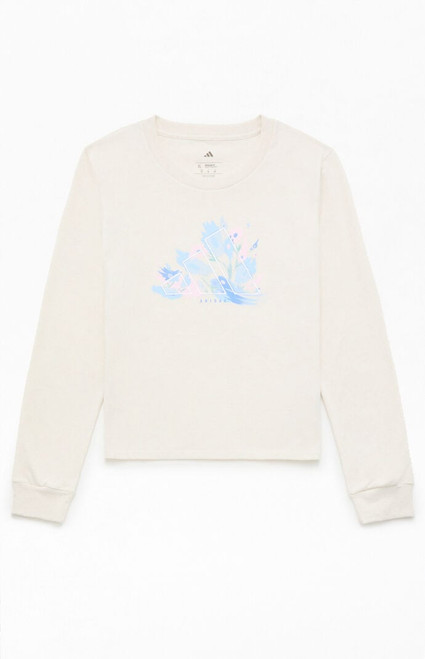 adidas Kids Oatmeal Floral Logo Long Sleeve T-Shirt - 0781604920112