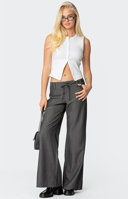 Edikted Women's Mayla Wide Leg Pinstripe Trousers - 0850609690140