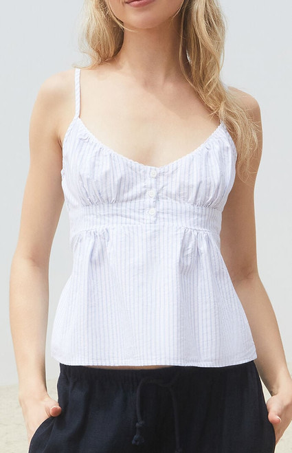 John Galt Women's Blue & White Striped Tiffany Tank Top - 0791601600164