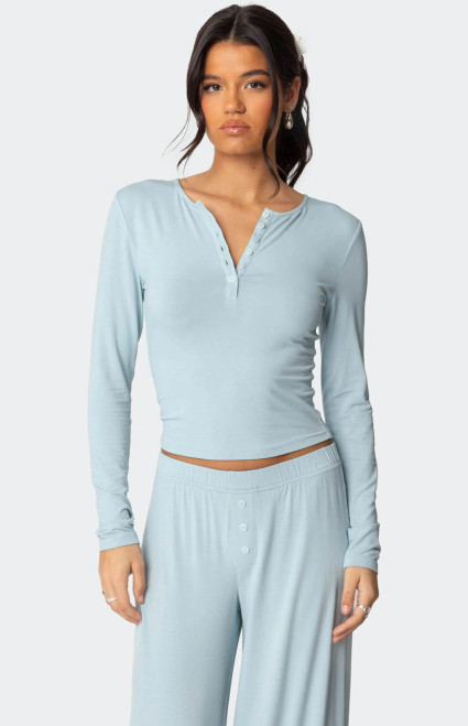 Edikted Women's Kait Henley Top - 0702609690122