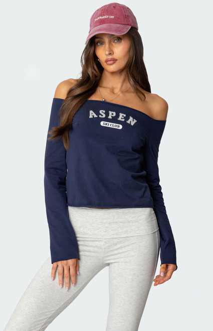 Edikted Women's Aspen Ski Club Off Shoulder Top - 0702609690123