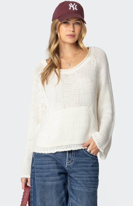 Edikted Women's Kangaroo Pocket Oversized Knit Top - 0740609690176