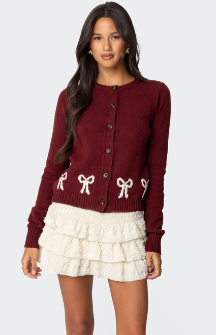 Edikted Women's Rona Bow Knit Cardigan - 0740609690178