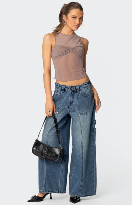Edikted Women's Tal Baggy Low Rise Carpenter Jeans - 0860609690144