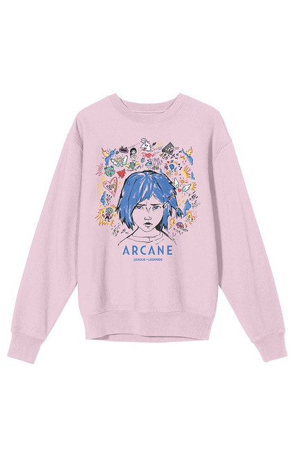 Men's Arcane League Of Legends Powder Doodle Art Crew Neck Sweatshirt - 0190603580231