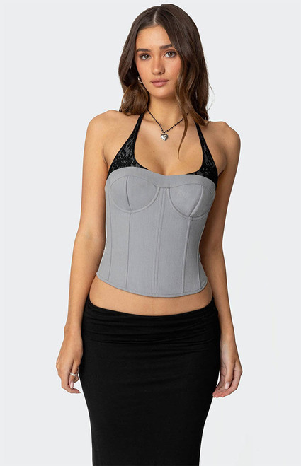 Edikted Women's Jara Layered Lace Halter Corset - 0731609690862