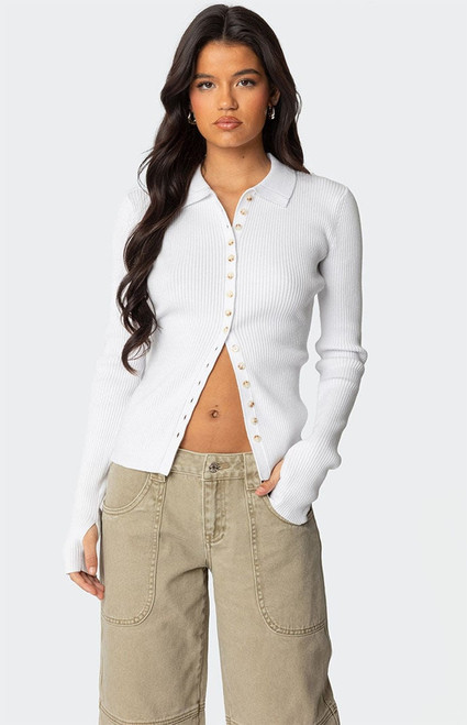 Edikted Women's Mirielle Ribbed Knit Cardigan - 0740609690194