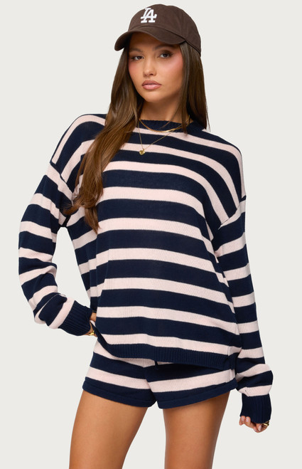 Edikted Women's Amaris Oversized Striped Knit Sweater - 0740609690195