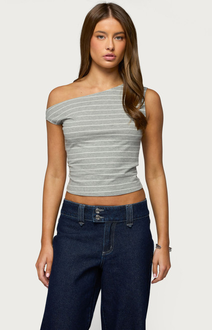 Edikted Women's Keryn Striped Asymmetric Top - 0731609690885