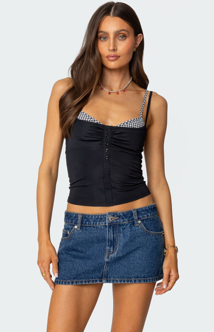 Edikted Women's Gingham Layered Tank Top - 0712609690407
