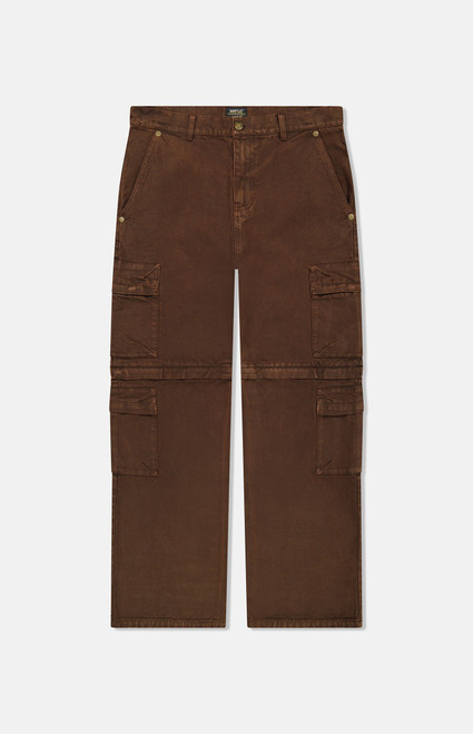 WeSC Men's Chocolate Baggy Zip Off Cargo Pants - 0135601830044