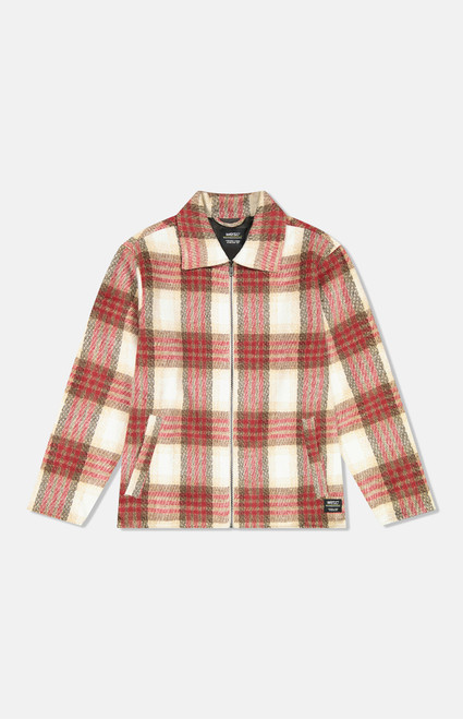 WeSC Men's Red Full Zip Flannel Jacket - 0201601830071