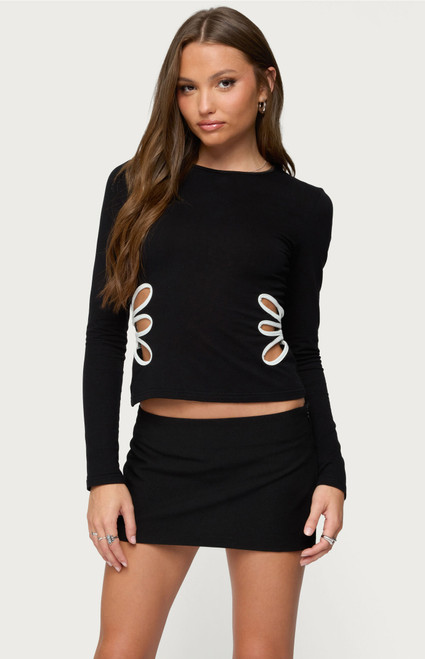 Edikted Women's Contrast Cut Out Long Sleeve Top - 0731609691233