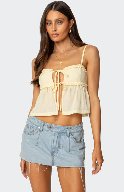 Edikted Women's Loula Tie Front Tank Top - 0712609690419