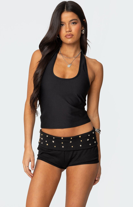 Edikted Women's Kiana Ribbed Halter Top - 0731609690926