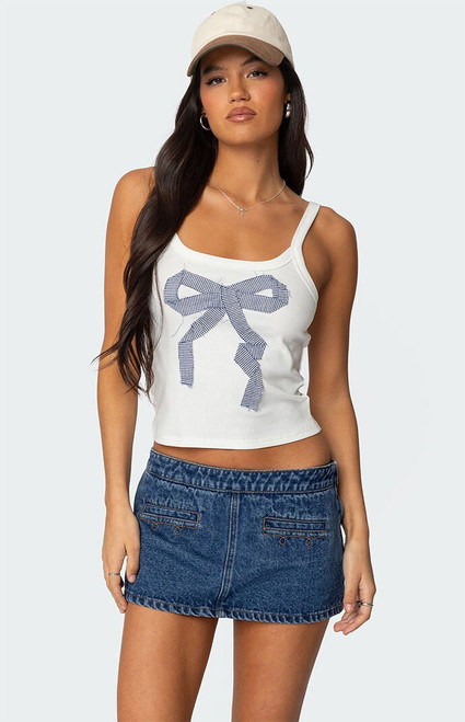 Edikted Women's Harpa Gingham Bow Tank Top - 0712609690427