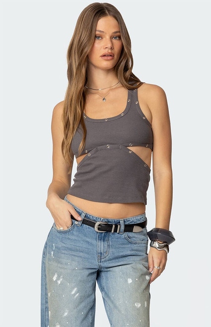 Edikted Women's Imogen Cut Out Ribbed Tank Top - 0712609690428