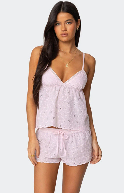 Edikted Women's Talula Eyelet Babydoll Top - 0731609690930