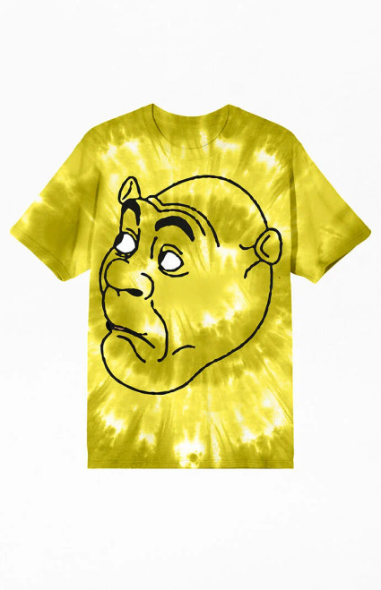 Men's Shrek Big Face Green Spiral Tie-Dye T-Shirt - 0097603580877