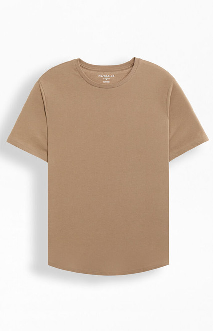 PS Basics Men's Brown Basic Scalloped T-Shirt - 0120468680037