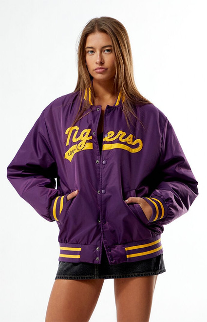 HYPE & VICE Women's LSU Tigers A-Game Varsity Bomber Jacket - 0760610870013