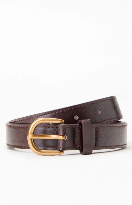 John Galt Women's Faux Leather Buckle Belt - 0679601600240