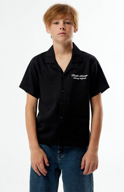 Pacsun Kids Kids Pacific Lounge Embroidered Camp Shirt - 0783250500009