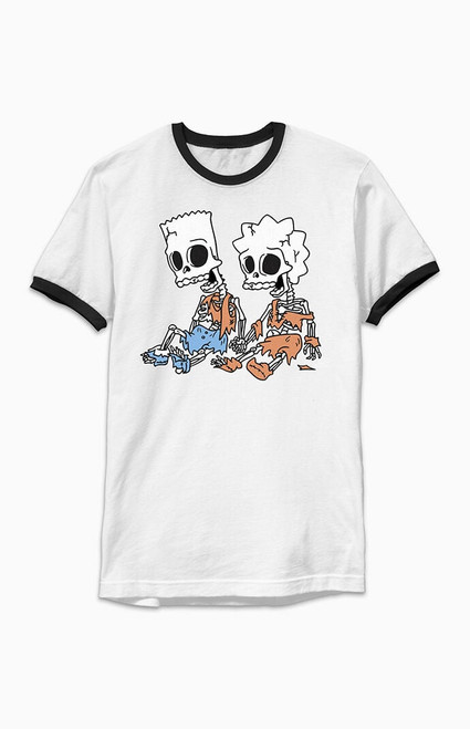 Men's The Simpsons Skeleton Bart And Lisa T-Shirt - 0097602190445