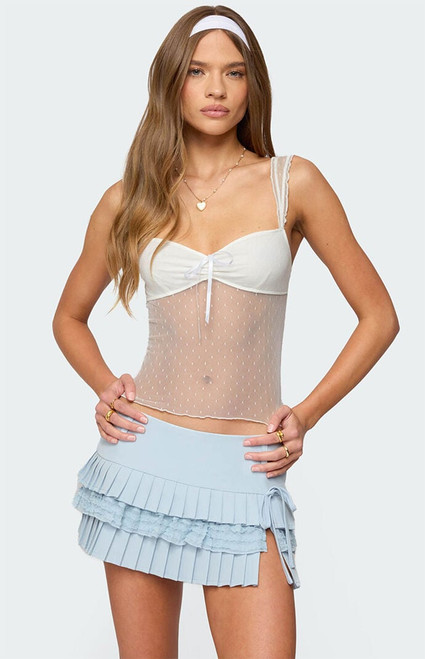 Edikted Women's Dotted Sheer Mesh Top - 0712609690434