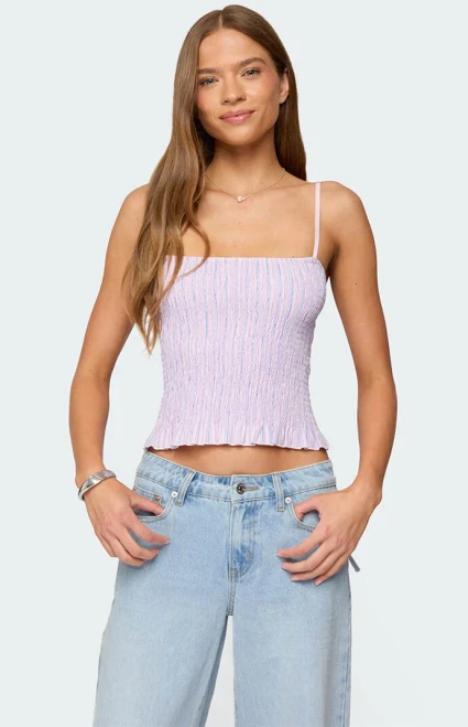 Edikted Women's Leela Scrunch Striped Tank Top - 0712609690441