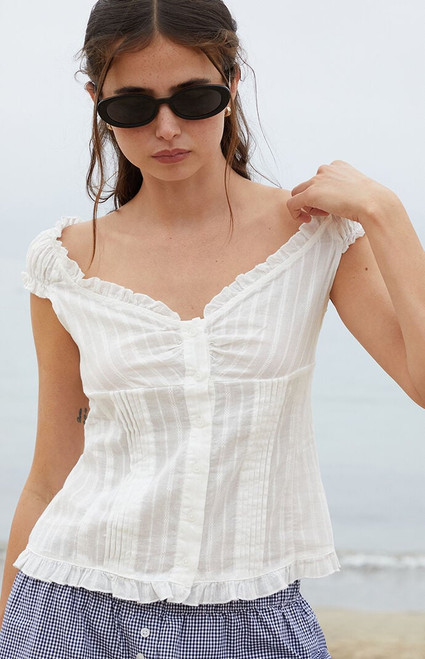 John Galt Women's White Elena Top - 0791601600191