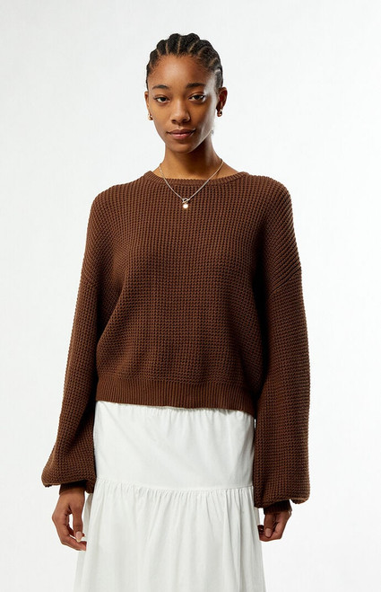Rhythm Women's Chocolate Classic Knit Crew Neck Sweater - 0740483770001
