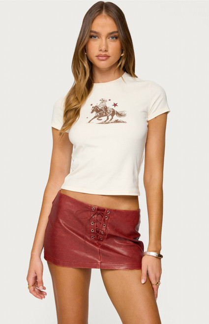 Edikted Women's Western Graphic T-Shirt - 0702609690159