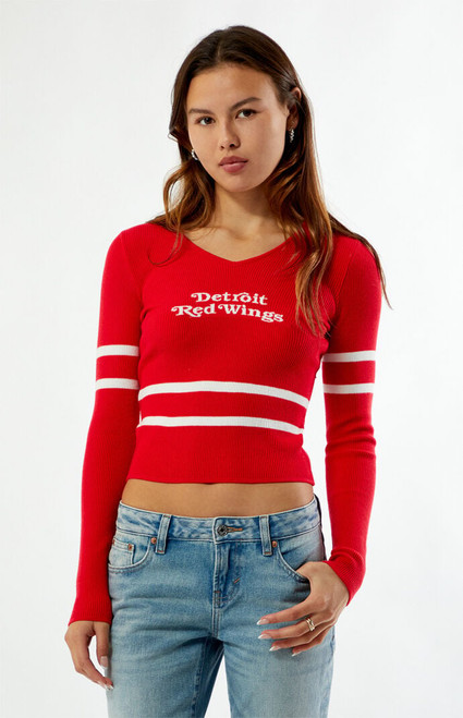 WILD COLLECTIVE Women's x NHL Detroit Red Wings V-Neck Sweater - 0740610230001