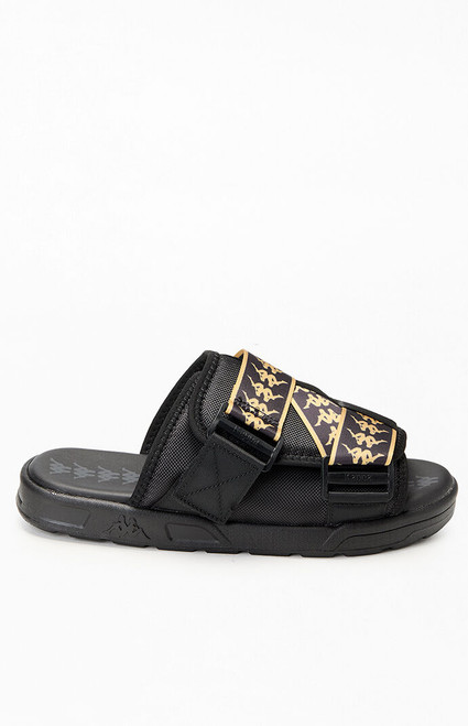 Kappa Men's Black & Gold 222 Banda Mitel 1 Slide Sandals - 0518517080006