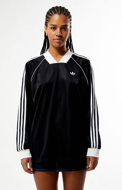 adidas Women's Black 3-Stripes Jacquard Long Sleeve Jersey - 0702000250004