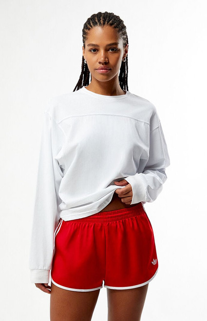 adidas Women's Red & White 3-Stripes Sprinter Shorts - 0821000250003
