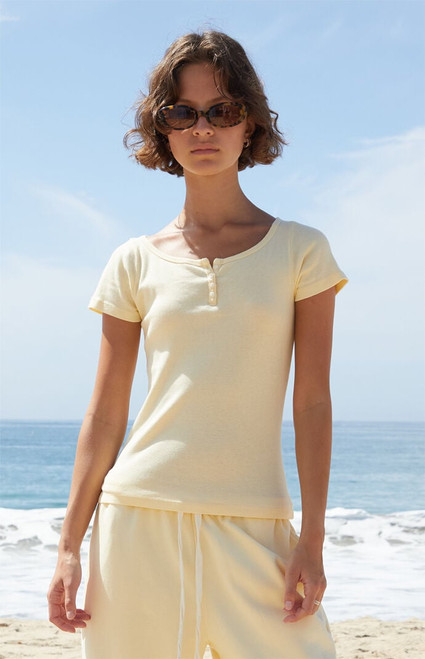 John Galt Women's Yellow Zelly Short Sleeve Top - 0704601600401
