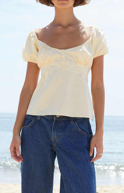 John Galt Women's Yellow Blair Short Sleeve Top - 0791601600211