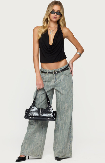 Edikted Women's Blaze Distressed Low Rise Jeans - 0860609690168