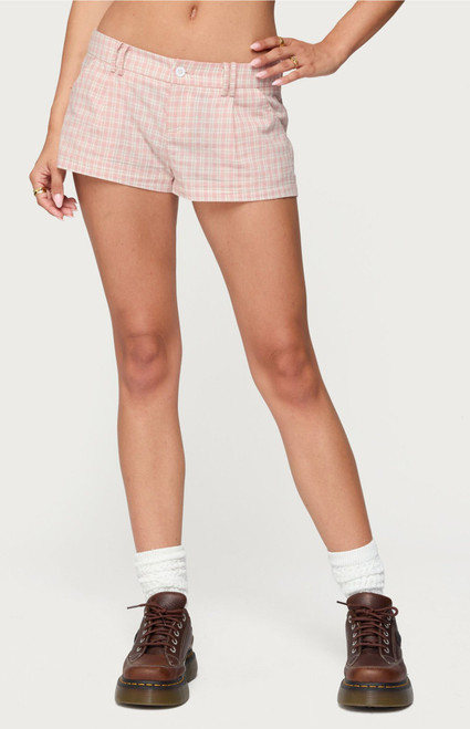 Edikted Women's Monty Plaid Micro Shorts - 0821609690259