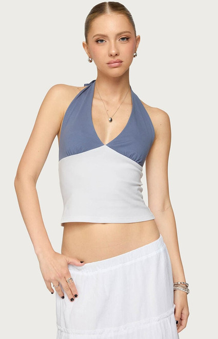 Edikted Women's Janna Color Block Halter Top - 0731609691038