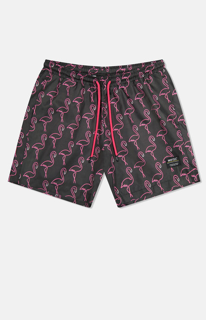WeSC Men's Zack Neon Flamingo 5" Swim Trunks - 0150601830012