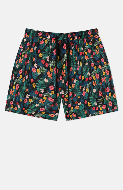 WeSC Men's Zack Monstera Flowers 5" Swim Trunks - 0150601830014