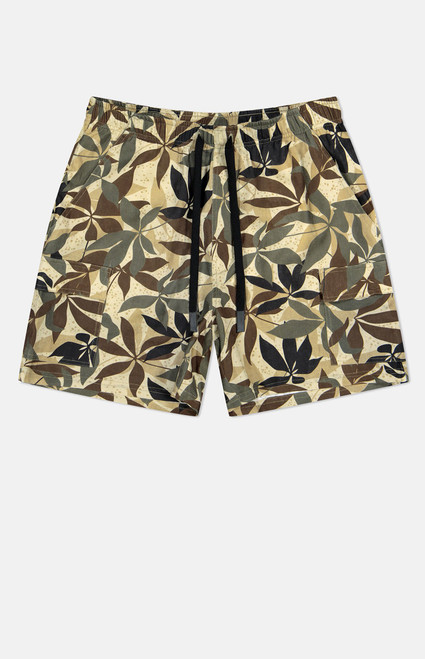 WeSC Men's Olive Pachira Linen Utility Cargo Shorts - 0171601830010