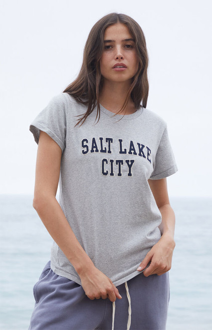 John Galt Women's Silver Chloe Salt Lake City Embroidered T-Shirt - 0790601600442