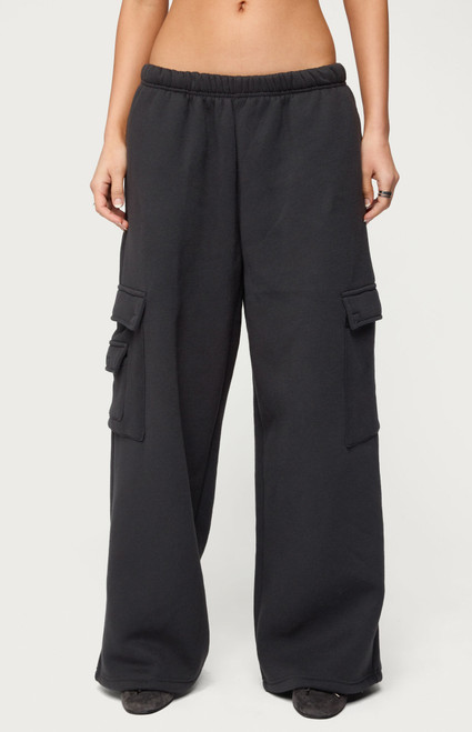 Edikted Women's Petite Wide Leg Cargo Sweatpants - 0850609690170